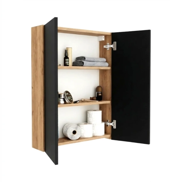 Szafka Łazienkowa Nad Geberit Wisząca Złoty Craft i Czarne Fronty Auris 02