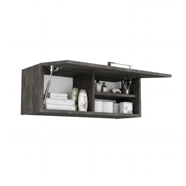 Szafka Łazienkowa Wisząca Pozioma Beton Czarny Sky 03