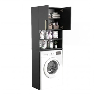 Szafka Regał Łazienkowa Na Pralkę Stojąca Czarna Bella 01