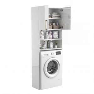 Szafka Regał Łazienkowa Na Pralkę Stojąca Biały Połysk Bella 01