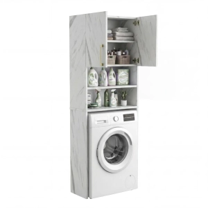 Szafka Regał Łazienkowa Na Pralkę Stojąca Biały Marmur Bella 01