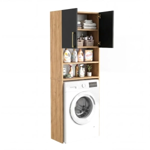 Szafka Regał Łazienkowa Na Pralkę Stojąca Złoty Craft Czarne Fronty Bella 01