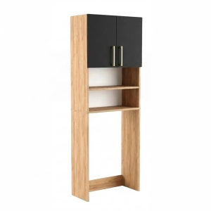 Szafka Regał Łazienkowa Na Pralkę Stojąca Złoty Craft Czarne Fronty Bella 02