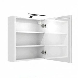 Szafka Łazienkowa Wisząca Z Lustrem Oświetlenie LED Biały Połysk Elza 02