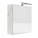 Szafka Łazienkowa Wisząca Z Lustrem Oświetlenie LED Biały Marmur Elza