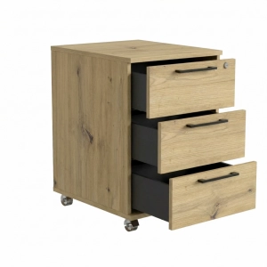 Kontenerek Pod biurko Na Kółkach Zamykany z 3 Szufladami Artisan Max 02