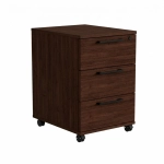 Kontenerek Pod biurko Na Kółkach Zamykany z 3 Szufladami Wenge Max