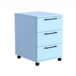Kontenerek Pod biurko Na Kółkach Zamykany z 3 Szufladami Niebieski Max