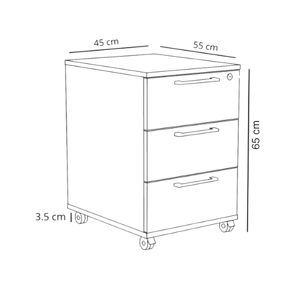 Kontenerek Pod biurko Na Kółkach Zamykany z 3 Szufladami Złoty Craft Max 03