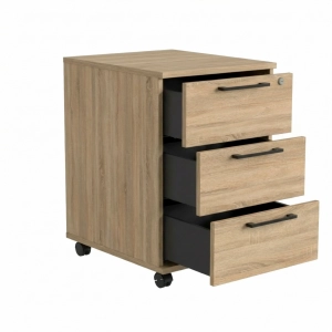 Kontenerek Pod biurko Na Kółkach Zamykany z 3 Szufladami Sonoma Max 02
