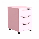 Kontenerek Pod biurko Na Kółkach Zamykany z 3 Szufladami Różowy Max