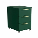 Kontenerek Pod biurko Na Kółkach Zamykany z 3 Szufladami Zielony Max