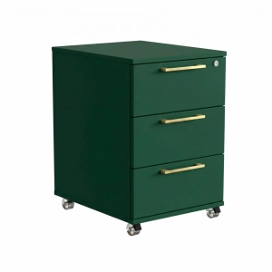 Kontenerek Pod biurko Na Kółkach Zamykany z 3 Szufladami Zielony Max 01