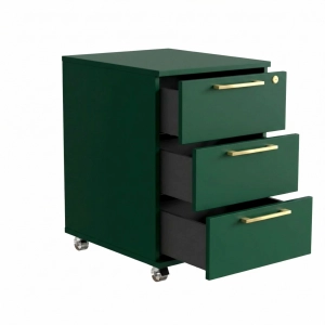 Kontenerek Pod biurko Na Kółkach Zamykany z 3 Szufladami Zielony Max 02