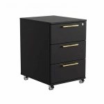 Kontenerek Pod biurko Na Kółkach Zamykany z 3 Szufladami Czarna Max