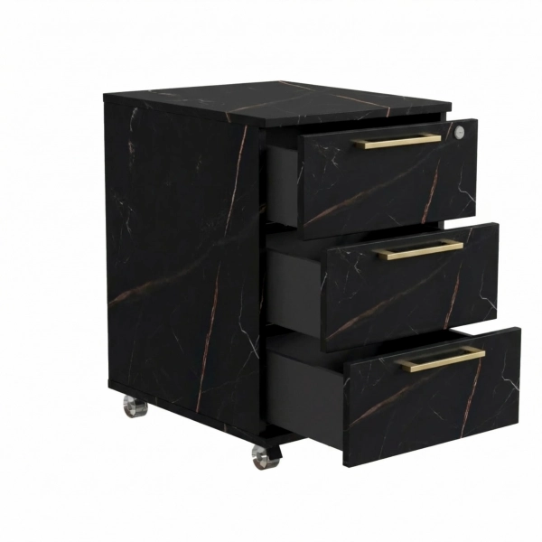 Kontenerek Pod biurko Na Kółkach Zamykany z 3 Szufladami San Sebastian Max 02