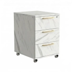 Kontenerek Pod biurko Na Kółkach Zamykany z 3 Szufladami Biały Marmur Max