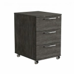 Kontenerek Pod biurko Na Kółkach Zamykany z 3 Szufladami Beton Czarny Max