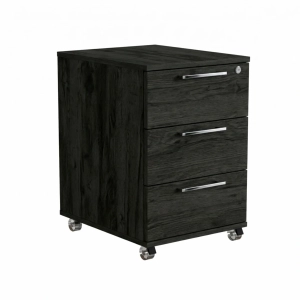 Kontenerek Pod biurko Na Kółkach Zamykany z 3 Szufladami Czarny Onyx Max 01