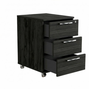 Kontenerek Pod biurko Na Kółkach Zamykany z 3 Szufladami Czarny Onyx Max 02