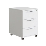 Kontenerek Pod biurko Na Kółkach Zamykany z 3 Szufladami Biały Max