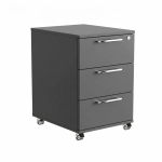 Kontenerek Pod biurko Na Kółkach Zamykany z 3 Szufladami Antracyt Max