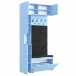 Garderoba Szafka Do Przedpokoju Na Buty z Siedziskiem Słupek Panele Tapicerowane Wieszak Niebieska Zestaw Nadstawka