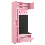 Garderoba Szafka Do Przedpokoju Na Buty z Siedziskiem Słupek Panele Tapicerowane Wieszak Różowa Zestaw Nadstawka