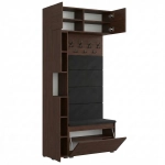 Garderoba Szafka Do Przedpokoju Na Buty z Siedziskiem Słupek Panele Tapicerowane Wieszak Wenge Zestaw Nadstawka