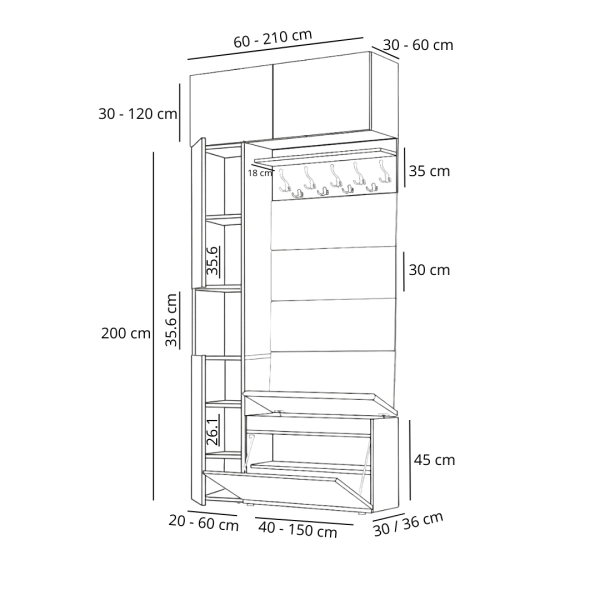 Garderoba Szafka Do Przedpokoju Na Buty z Siedziskiem Słupek Panele Tapicerowane Wieszak Złoty Craft Zestaw Nadstawka 03