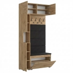 Garderoba Szafka Do Przedpokoju Na Buty z Siedziskiem Słupek Panele Tapicerowane Wieszak Wotan Zestaw Nadstawka