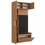 Garderoba Szafka Do Przedpokoju Na Buty z Siedziskiem Słupek Panele Tapicerowane Wieszak Olcha Zestaw Nadstawka