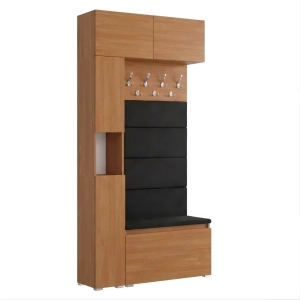 Garderoba Szafka Do Przedpokoju Na Buty z Siedziskiem Słupek Panele Tapicerowane Wieszak Olcha Zestaw Nadstawka 02