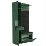 Garderoba Szafka Do Przedpokoju Na Buty z Siedziskiem Słupek Panele Tapicerowane Wieszak Zielony Zestaw Szuflada