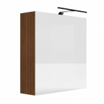 Szafka Łazienkowa Wisząca Z Lustrem Oświetlenie LED Orzech Elza