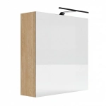 Szafka Łazienkowa Wisząca Z Lustrem Oświetlenie LED Dąb Cremona Elza