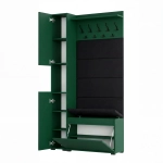 Garderoba Szafka Do Przedpokoju Na Buty z Siedziskiem Słupek Panele Tapicerowane Wieszak Zielony Zestaw