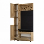 Garderoba Szafka Do Przedpokoju Na Buty z Siedziskiem Słupek Panele Tapicerowane Wieszak Wotan Zestaw