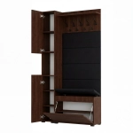 Garderoba Szafka Do Przedpokoju Na Buty z Siedziskiem Słupek Panele Tapicerowane Wieszak Wenge Zestaw