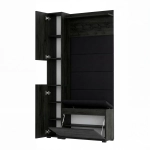 Garderoba Szafka Do Przedpokoju Na Buty z Siedziskiem Słupek Panele Tapicerowane Wieszak Czarny Onyx Zestaw