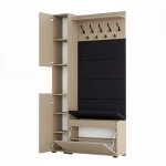 Garderoba Szafka Do Przedpokoju Na Buty z Siedziskiem Słupek Panele Tapicerowane Wieszak Cappuccino Zestaw