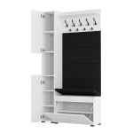 Garderoba Szafka Do Przedpokoju Na Buty z Siedziskiem Słupek Panele Tapicerowane Wieszak Biała Zestaw