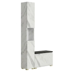 Szafka Do Przedpokoju Na Buty Pojemna z Siedziskiem Słupek Z Półkami Biały Marmur Nova Sora