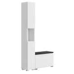 Szafka Do Przedpokoju Na Buty Pojemna z Siedziskiem Słupek Z Półkami Biały Nova Sora