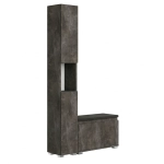 Szafka Do Przedpokoju Na Buty Pojemna z Siedziskiem Słupek Z Półkami Beton Czarny Nova Sora