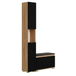 Szafka Do Przedpokoju Na Buty Pojemna z Siedziskiem Słupek Z Półkami Złoty Craft + Czarny Front Nova Sora