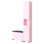 Szafka Do Przedpokoju Na Buty Pojemna z Siedziskiem Słupek Z Półkami Różowy Szuflada Nova Sora