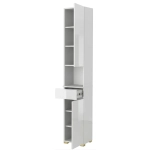 Szafka Do Przedpokoju Na buty Słupek Wąski Z Półkami Szuflada Biały Połysk Sora 2