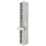 Szafka Do Przedpokoju Na buty Słupek Wąski Z Półkami Szuflada Biały Marmur Sora 2