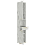 Szafka Łazienkowa Stojąca Słupek z Szufladą Biały Marmur Lora 2